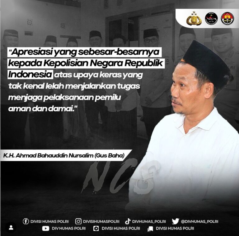 Gus Baha Apresiasi Polri Wujudkan Pemilu Aman dan Damai, Minta Masyarakat Terus Jaga Kerukunan